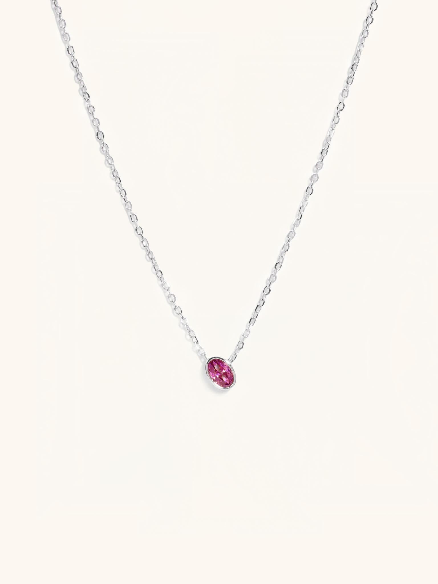 Ruby Birthstone Sterling Silver Necklace – Minimalist Lab