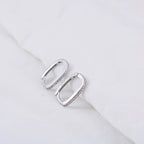 LEVI Oval Diamond Sterling Silver Ear Hoops - Minimalist Lab