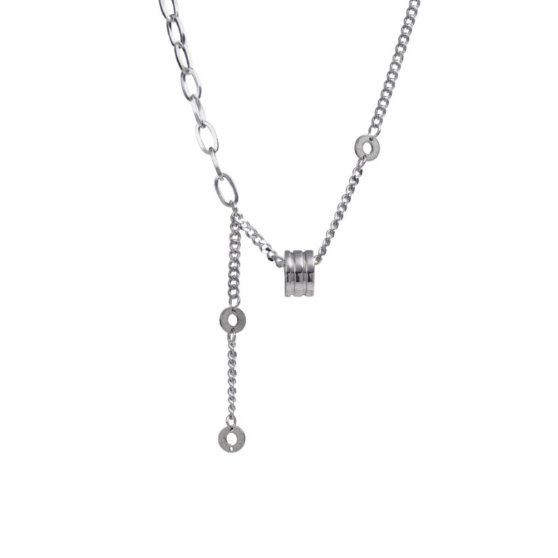 Bold Mixed Chain Lariat Necklace - Minimalist Lab