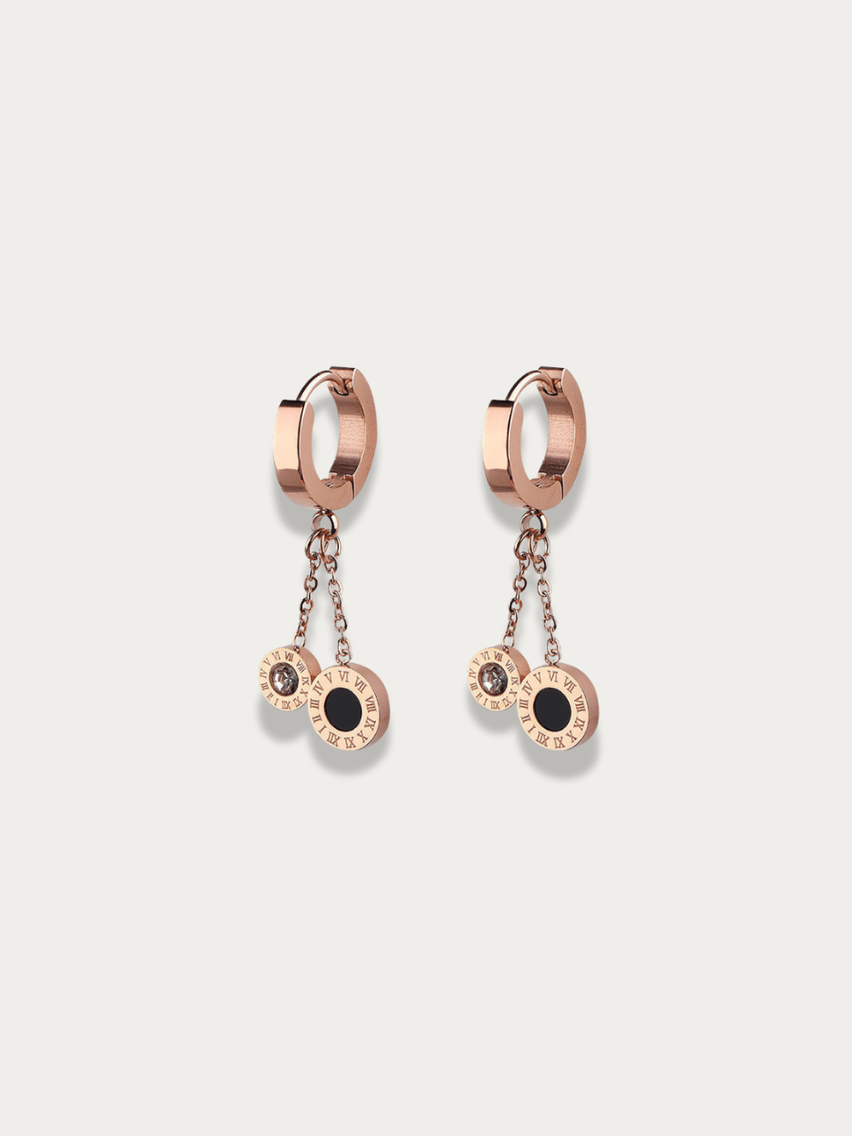 Roman Dual Disc Drop Earrings - Minimalist Lab
