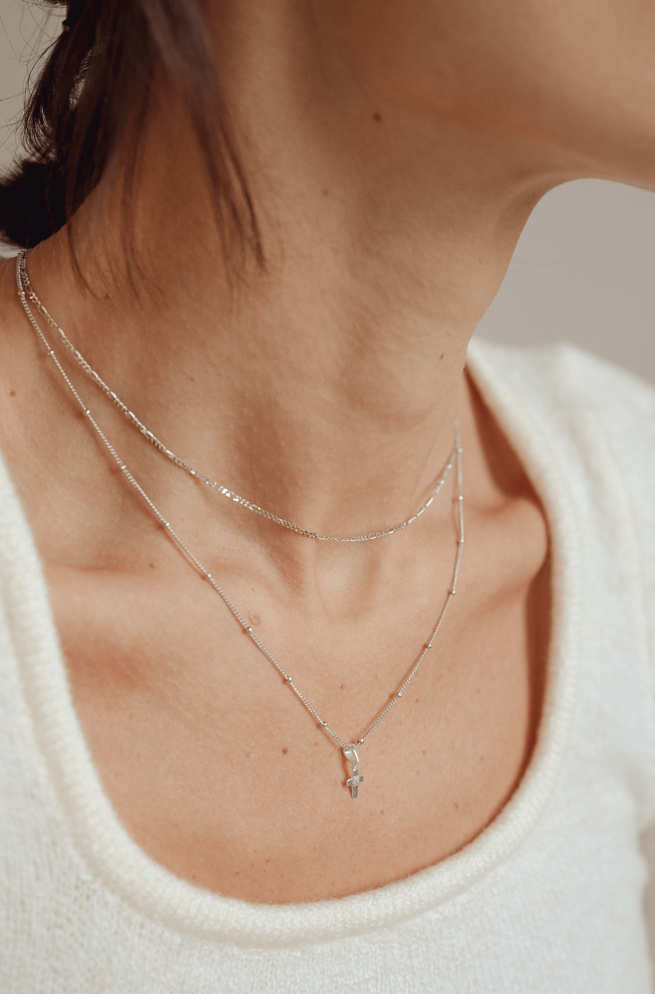 SATELLITE Beaded Sterling Silver Chain Necklace – Minimalist Lab