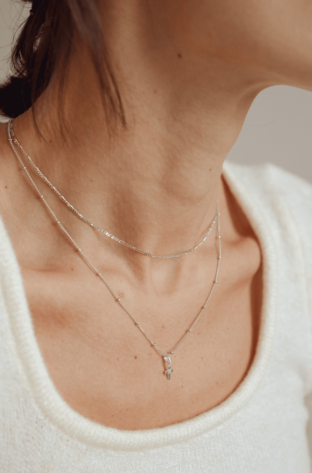 SATELLITE Beaded Sterling Silver Chain Necklace - Minimalist Lab
