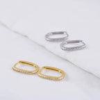 LEVI Oval Diamond Sterling Silver Ear Hoops - Minimalist Lab