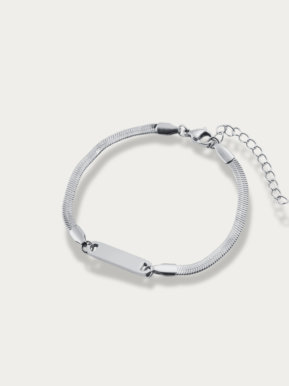 Herringbone Engravable Plate Bracelet - Minimalist Lab
