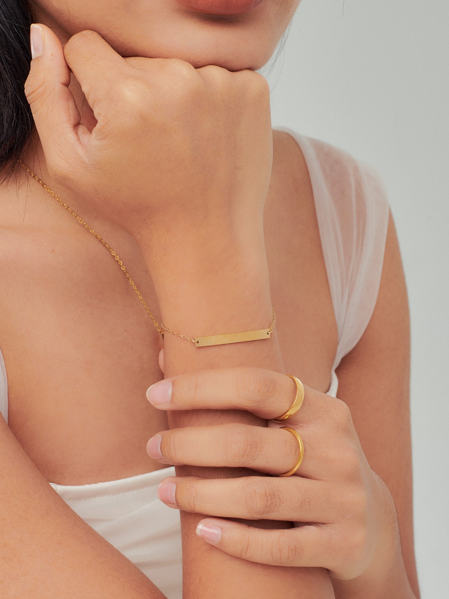 Cable Chain Engravable Plate Bracelet - Minimalist Lab