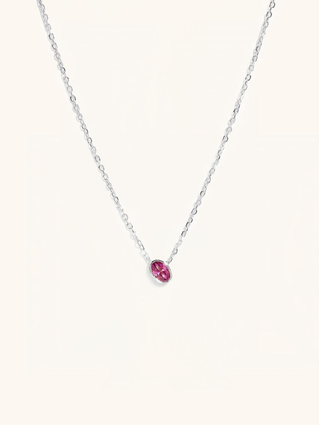 Ruby Birthstone Sterling Silver Necklace - Minimalist Lab