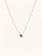 Ruby Birthstone Sterling Silver Necklace - Minimalist Lab