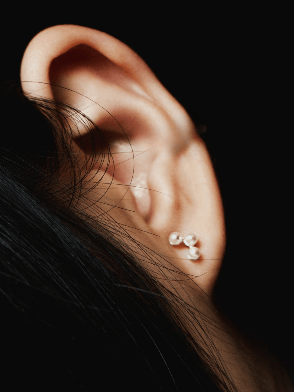 MARGOT Trio Pearls Sterling Silver Barbell Earrings - Minimalist Lab