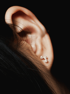 MARGOT Trio Pearls Sterling Silver Barbell Earrings - Minimalist Lab