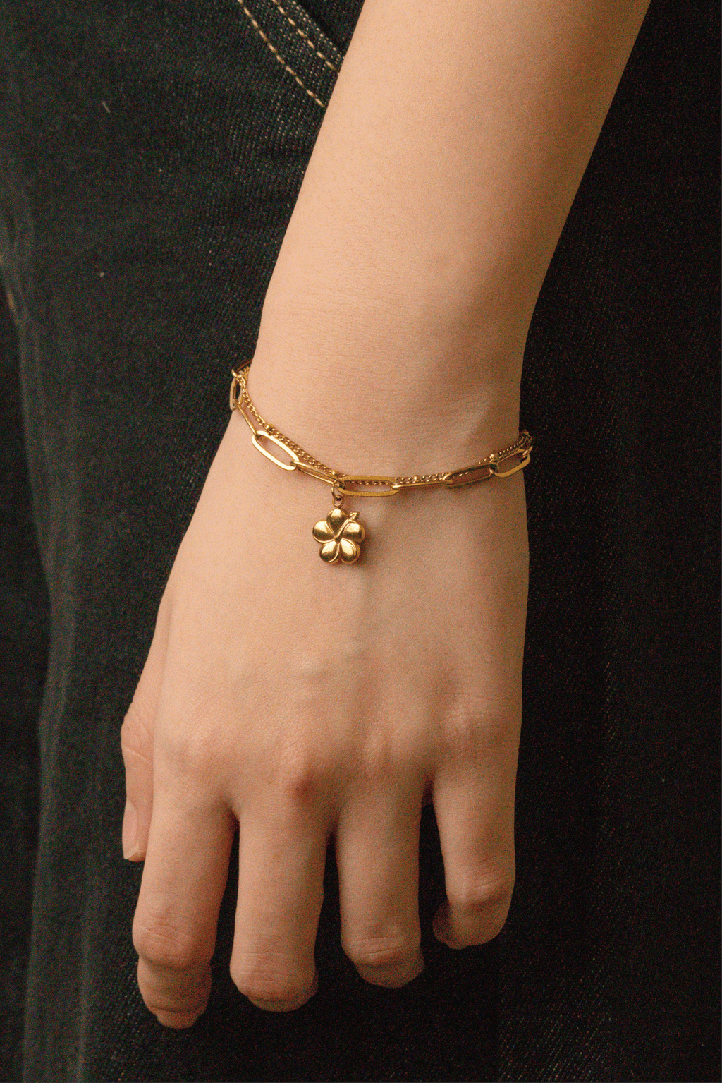 MNML x Zee Avi Hibiscus Flower Layered Bracelet - Minimalist Lab
