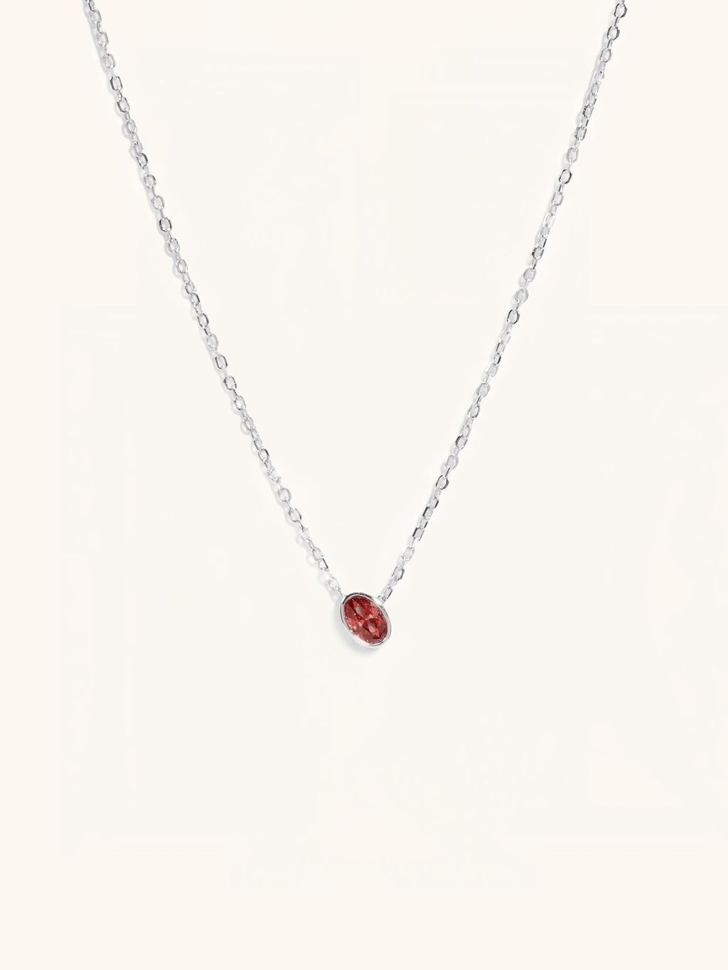 Garnet Birthstone Sterling Silver Necklace - Minimalist Lab