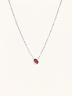 Garnet Birthstone Sterling Silver Necklace - Minimalist Lab