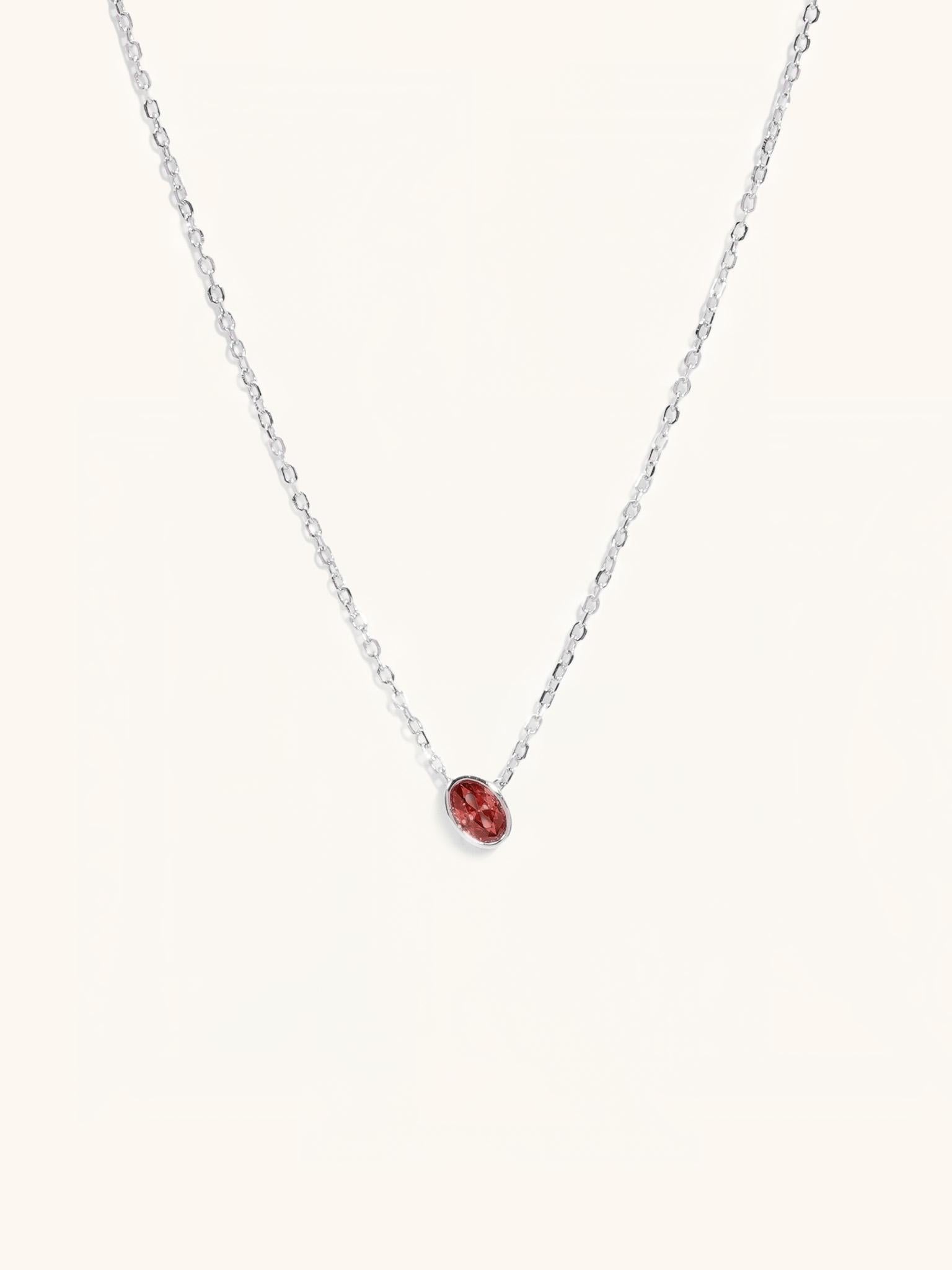 Garnet Birthstone Sterling Silver Necklace - Minimalist Lab