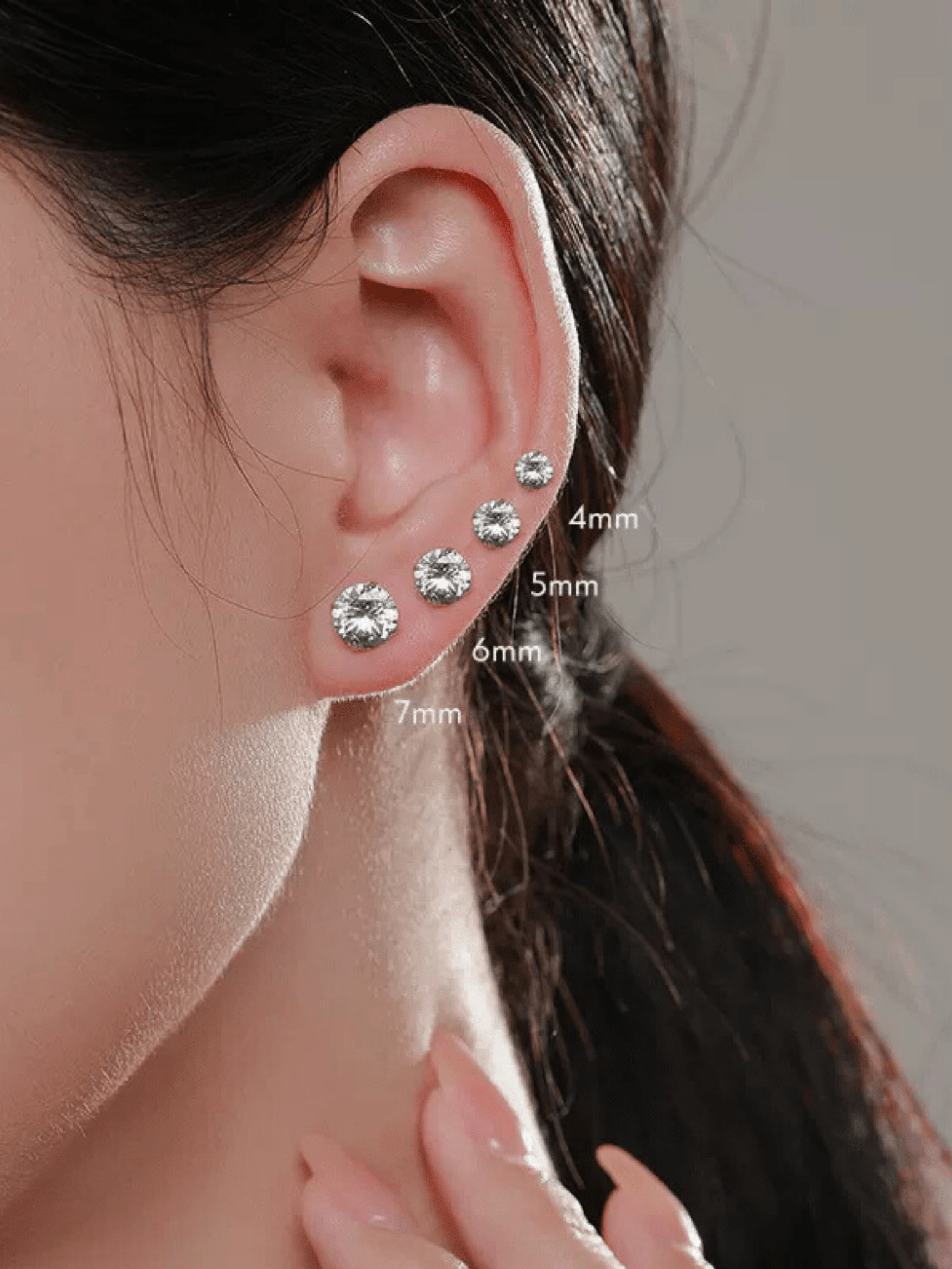 5A cubic zirconia silver stud earrings everyday wear