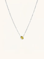 Yellow Topaz Birthstone Sterling Silver Necklace - Minimalist Lab