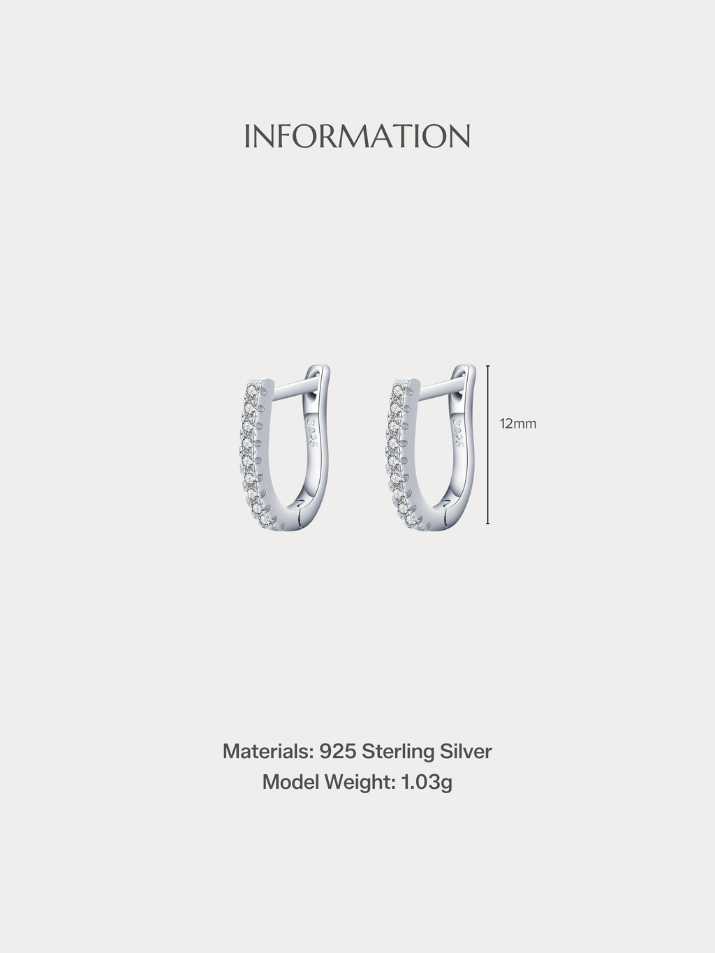AVERY U-Shaped Ear Hoops size and material specifications