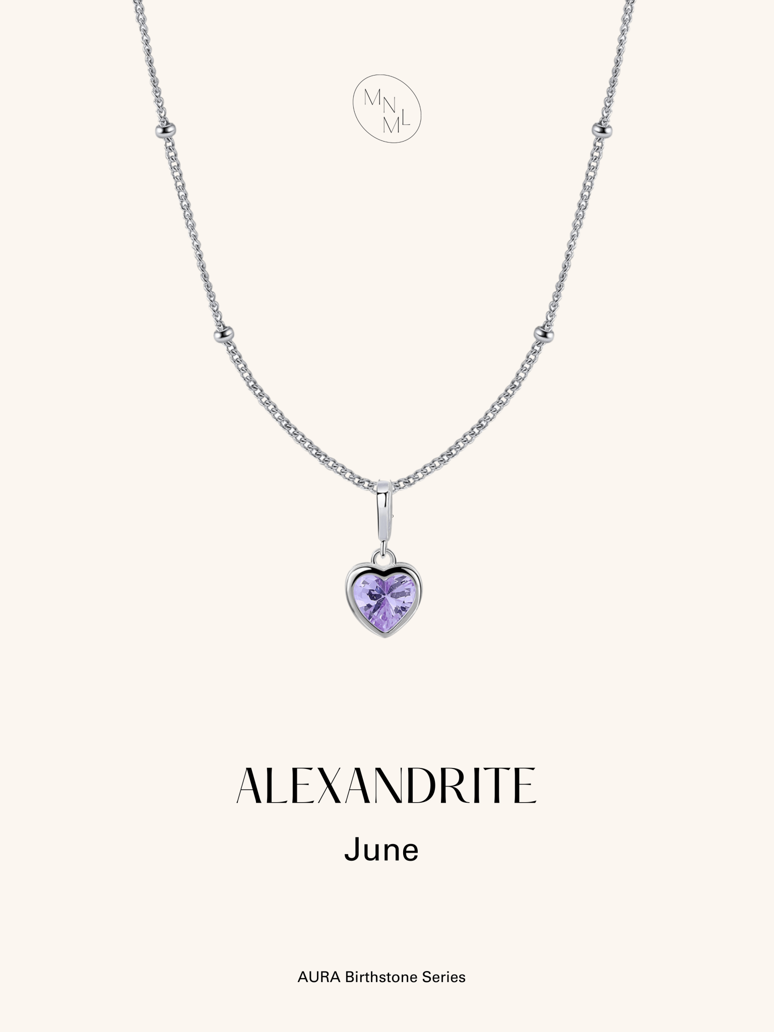 AURA Birthstone Sterling Silver Necklace - Minimalist Lab