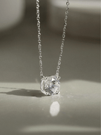 Amélie Moissanite Necklace – 1 Carat Round Brilliant Cut - Minimalist Lab