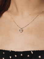 AMBER Dancing Diamond Heart Sterling Silver Necklace - Minimalist Lab