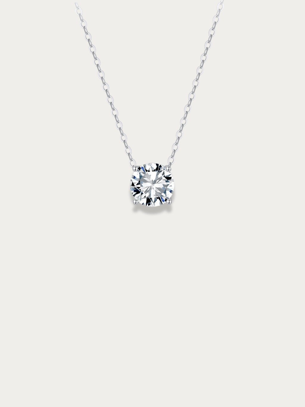 Amélie Moissanite Necklace – 1 Carat Round Brilliant Cut - Minimalist Lab