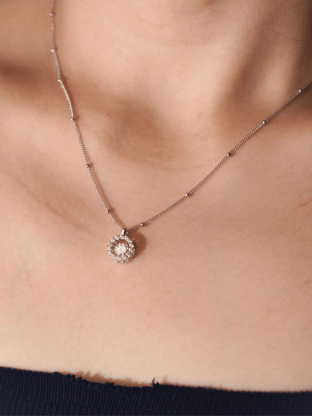 ARIANNA Dancing Diamond Sterling Silver Necklace - Minimalist Lab