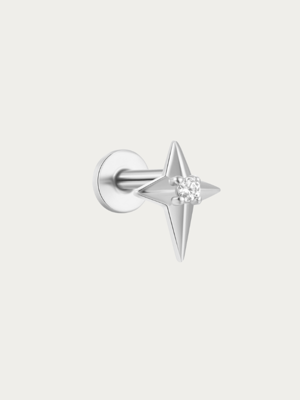 Astralis Star Sterling Silver Single Flatback Stud - Minimalist Lab