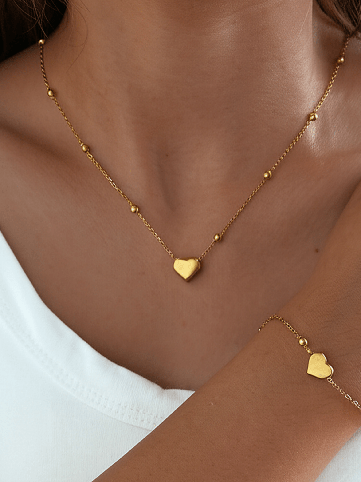 Aure Heart Beaded Necklace - Minimalist Lab