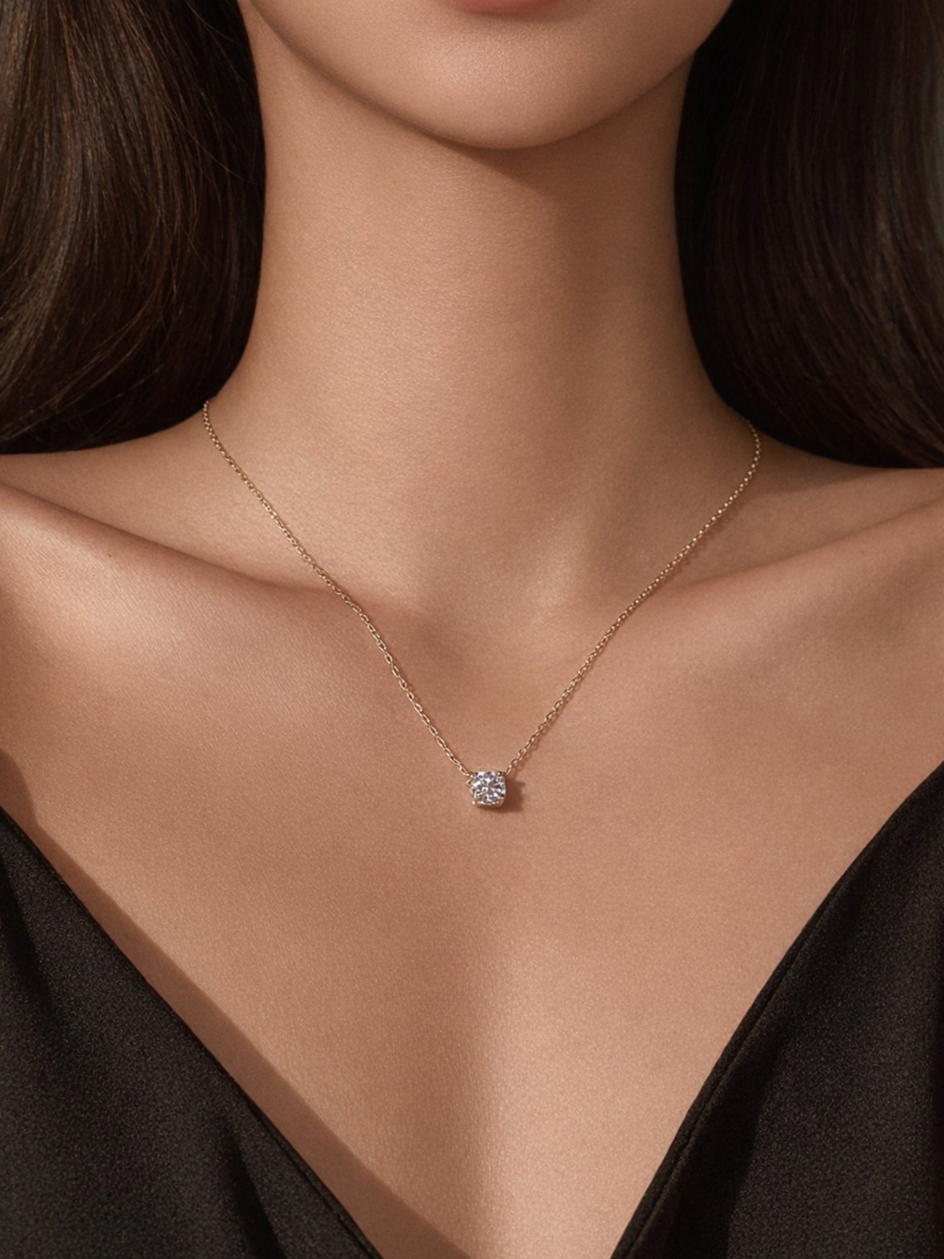 Aurelle Rose Cut Solitaire Necklace