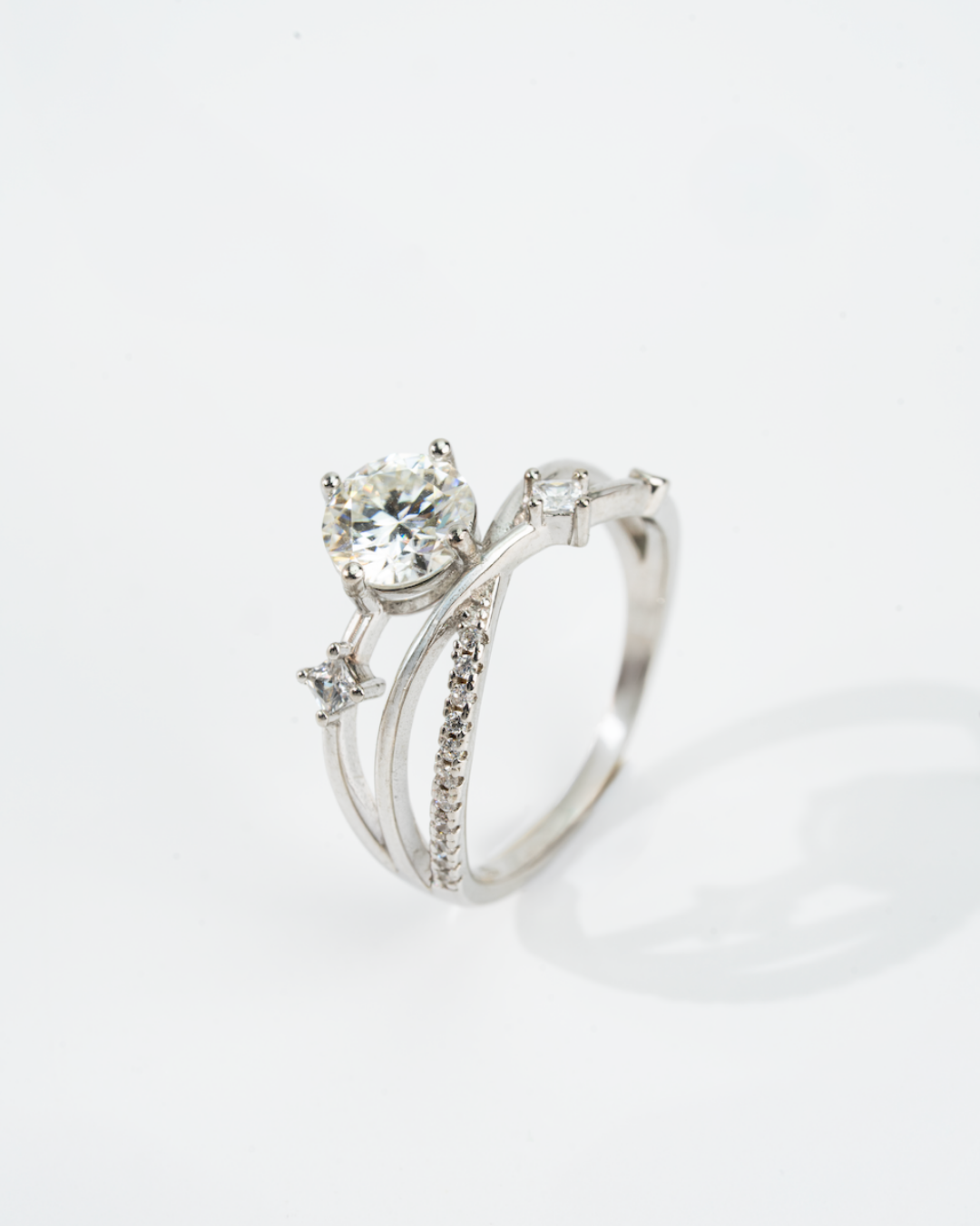 moissanite engagement ring sterling silver