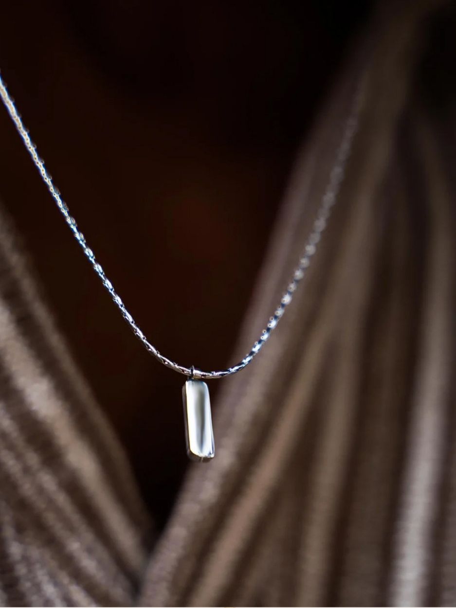 Axis Pendant in Wheat Chain Necklace - Minimalist Lab