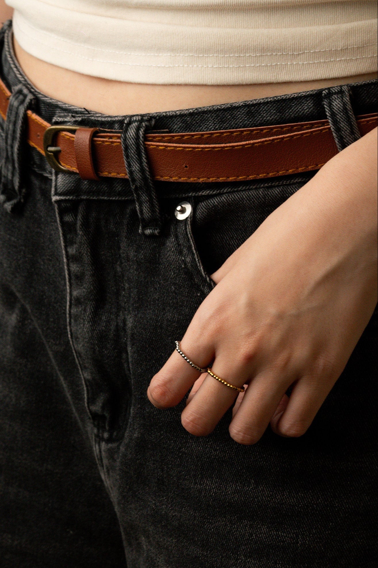 Beaded Elastic Ring - Minimalist Lab