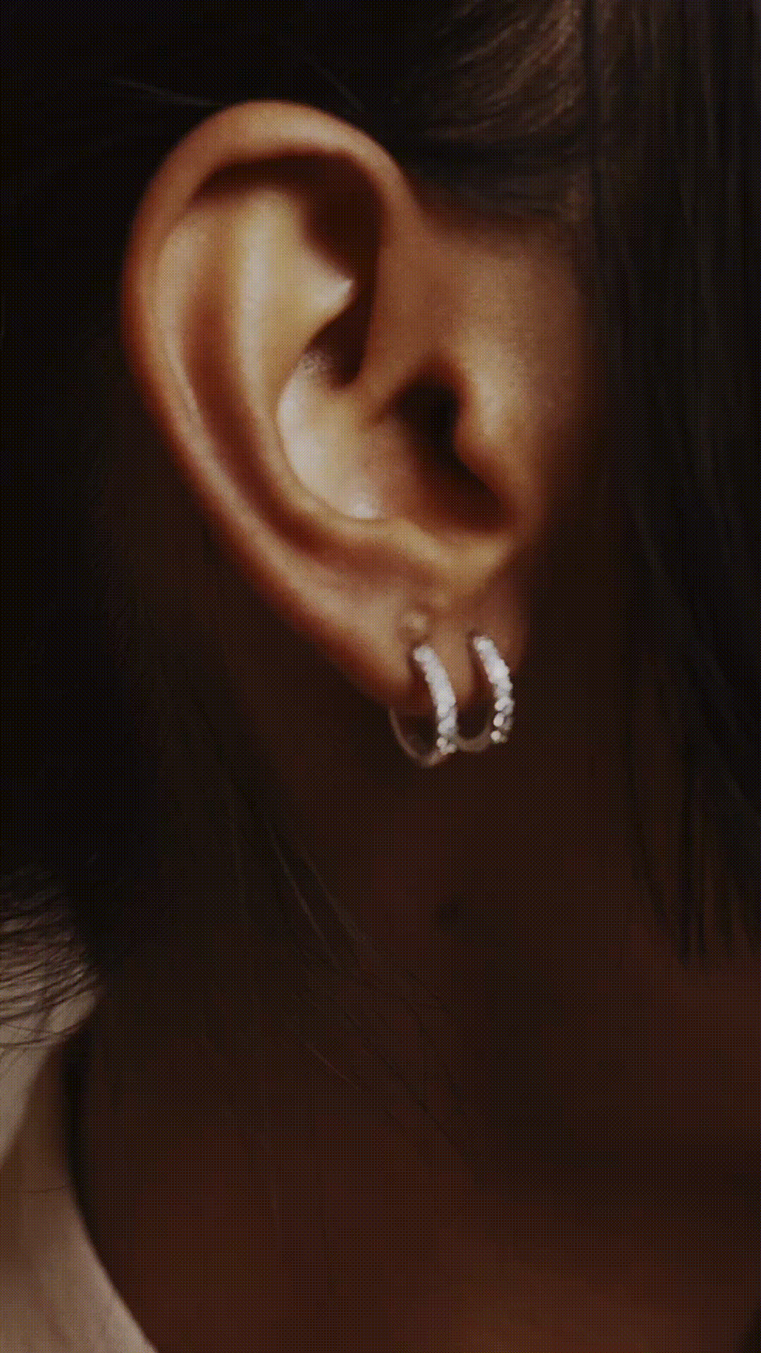 Silver hoop earrings styled on model – MNML BIANCA