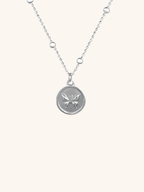 Butterfly Round Pendant Beaded Chain Necklace - Minimalist Lab