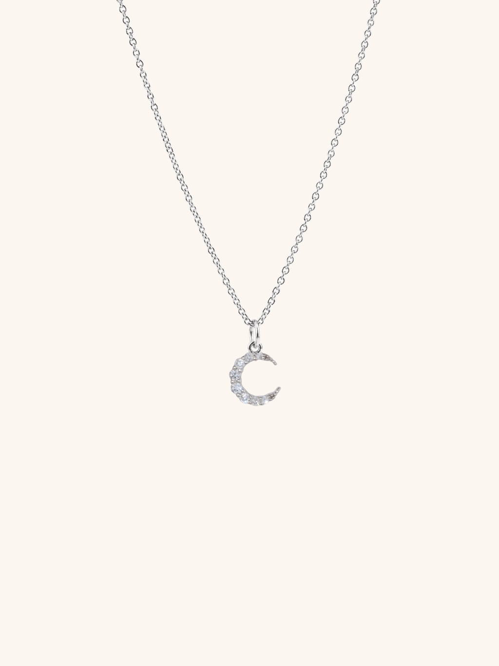 SIERRA Sparkling Moon Sterling Silver Necklace - Minimalist Lab