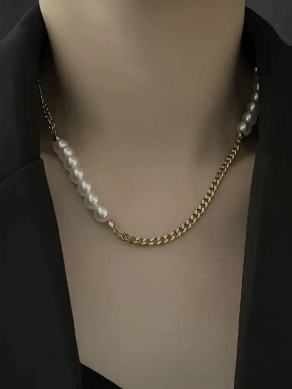 Pearl Curb Chain Necklace - Minimalist Lab