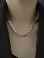 Pearl Curb Chain Necklace - Minimalist Lab