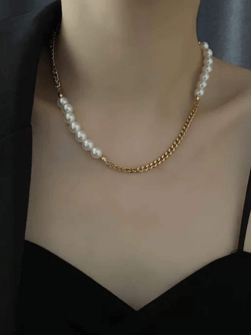 Pearl Curb Chain Necklace - Minimalist Lab