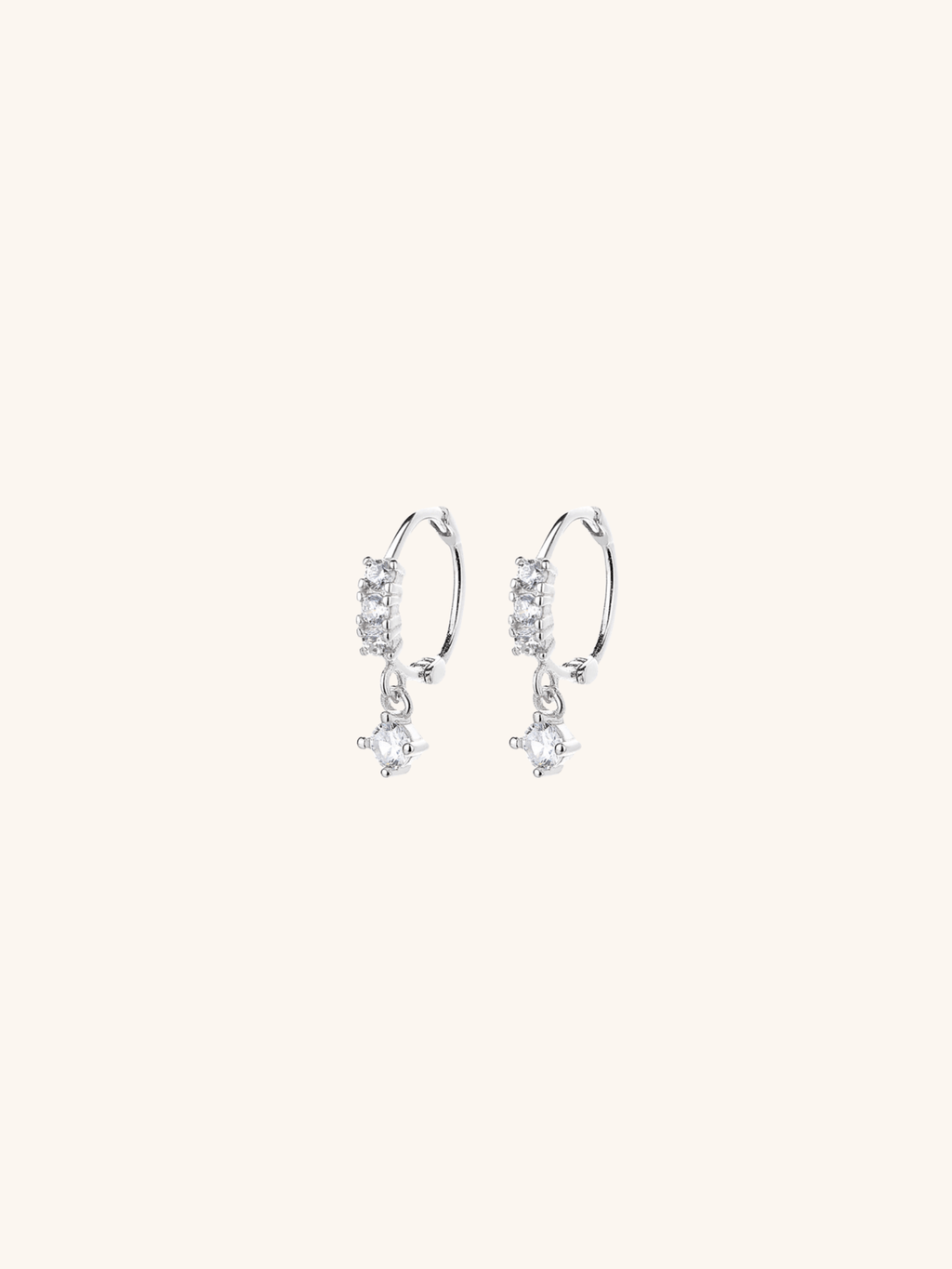 ANDREA Diamond Sterling Silver Earhoops - Minimalist Lab