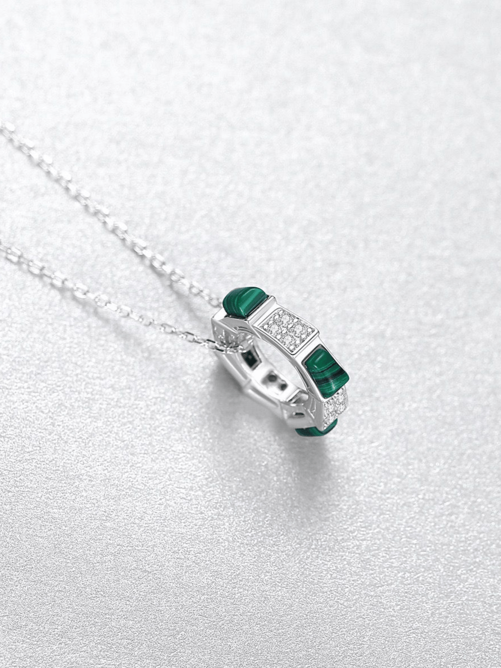 THEO Malachite Ring Pendant Sterling Silver Necklace - Minimalist Lab
