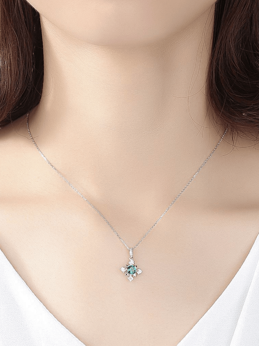 CRYSTAL Diamond Snowflake Sterling Silver Necklace - Minimalist Lab