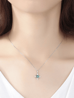 CRYSTAL Diamond Snowflake Sterling Silver Necklace - Minimalist Lab