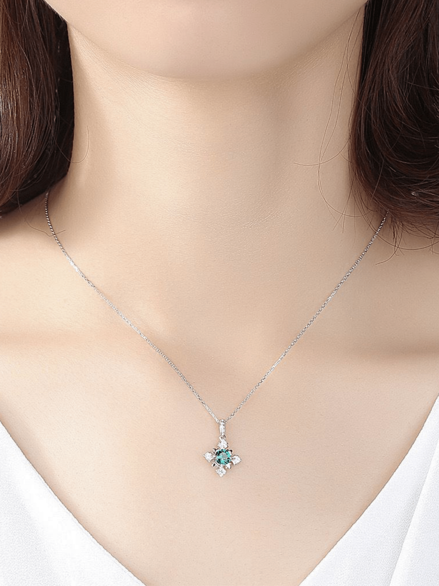 CRYSTAL Diamond Snowflake Sterling Silver Necklace - Minimalist Lab