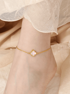 Black Enamel Clover Duo Anklet - Minimalist Lab