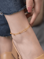 Double Layered Beaded Chain Anklet - Minimalist Lab