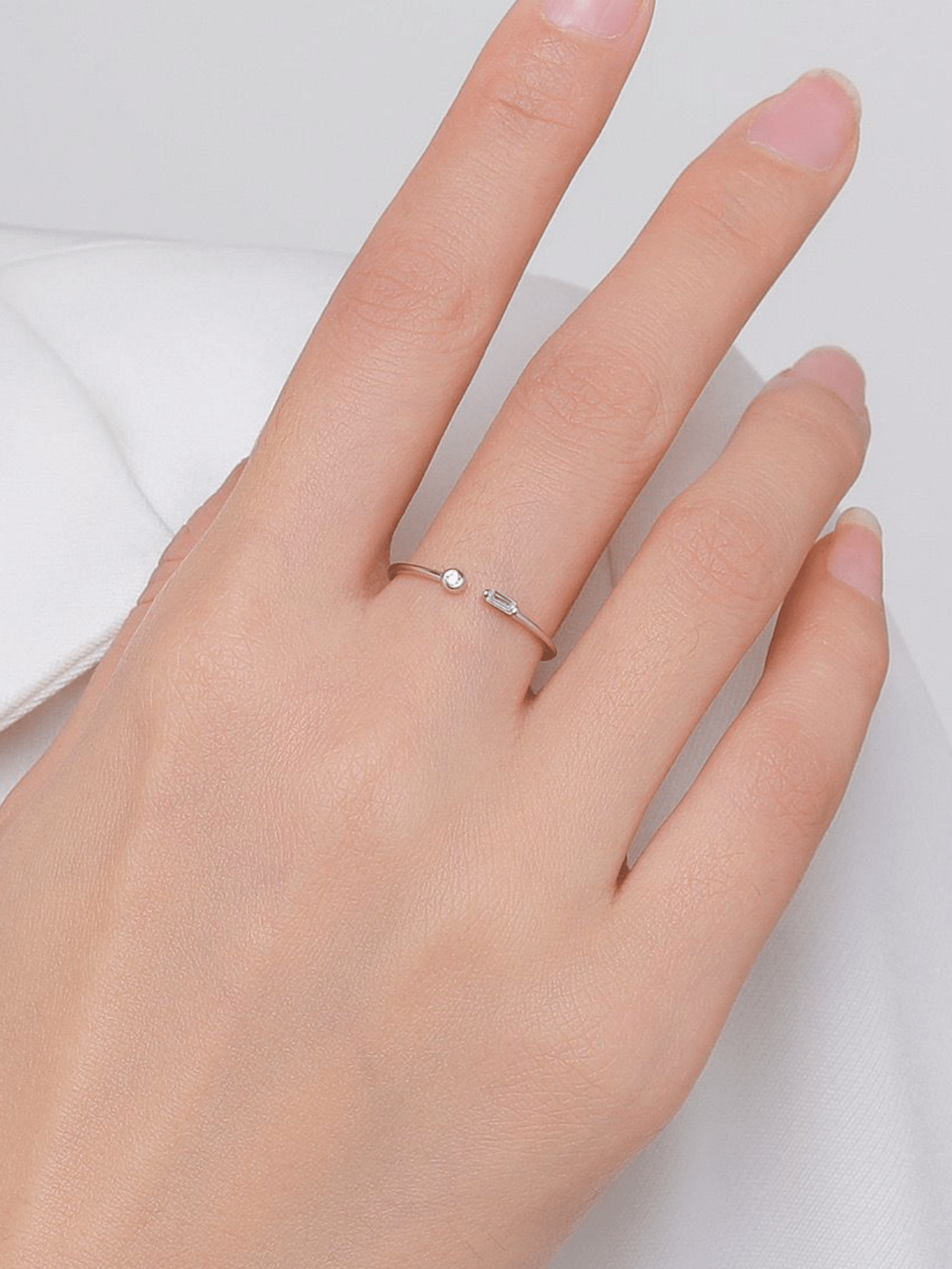 BLAIR Diamond Duo Sterling Silver Adjustable Ring - Minimalist Lab