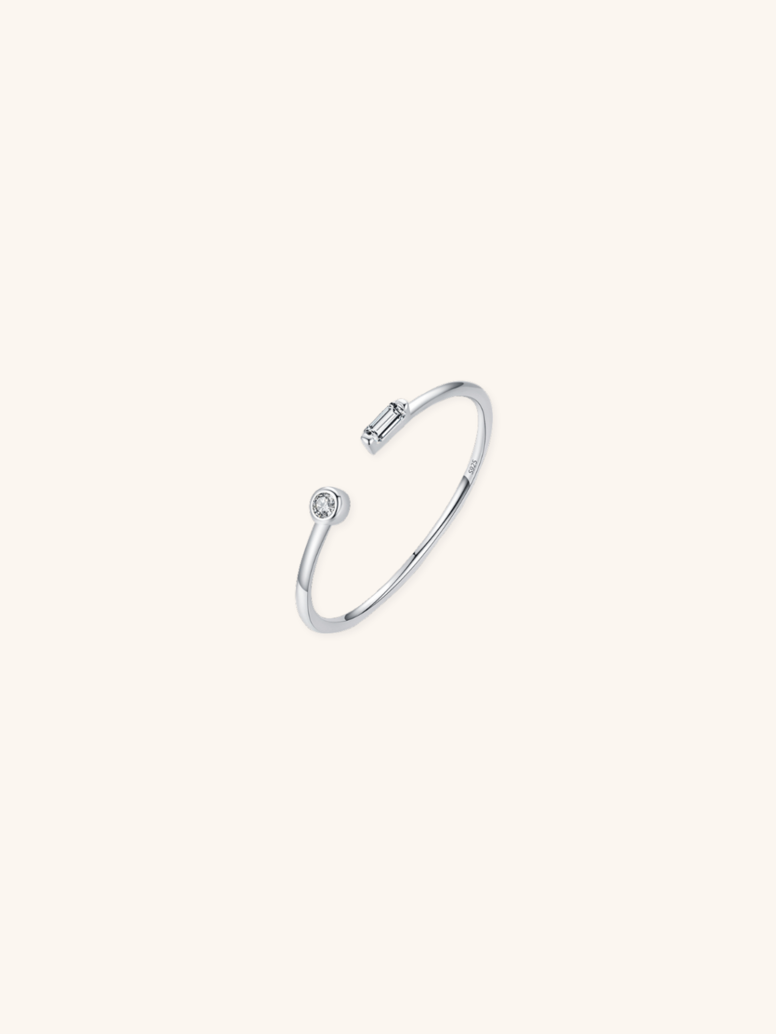 BLAIR Diamond Duo Sterling Silver Adjustable Ring - Minimalist Lab