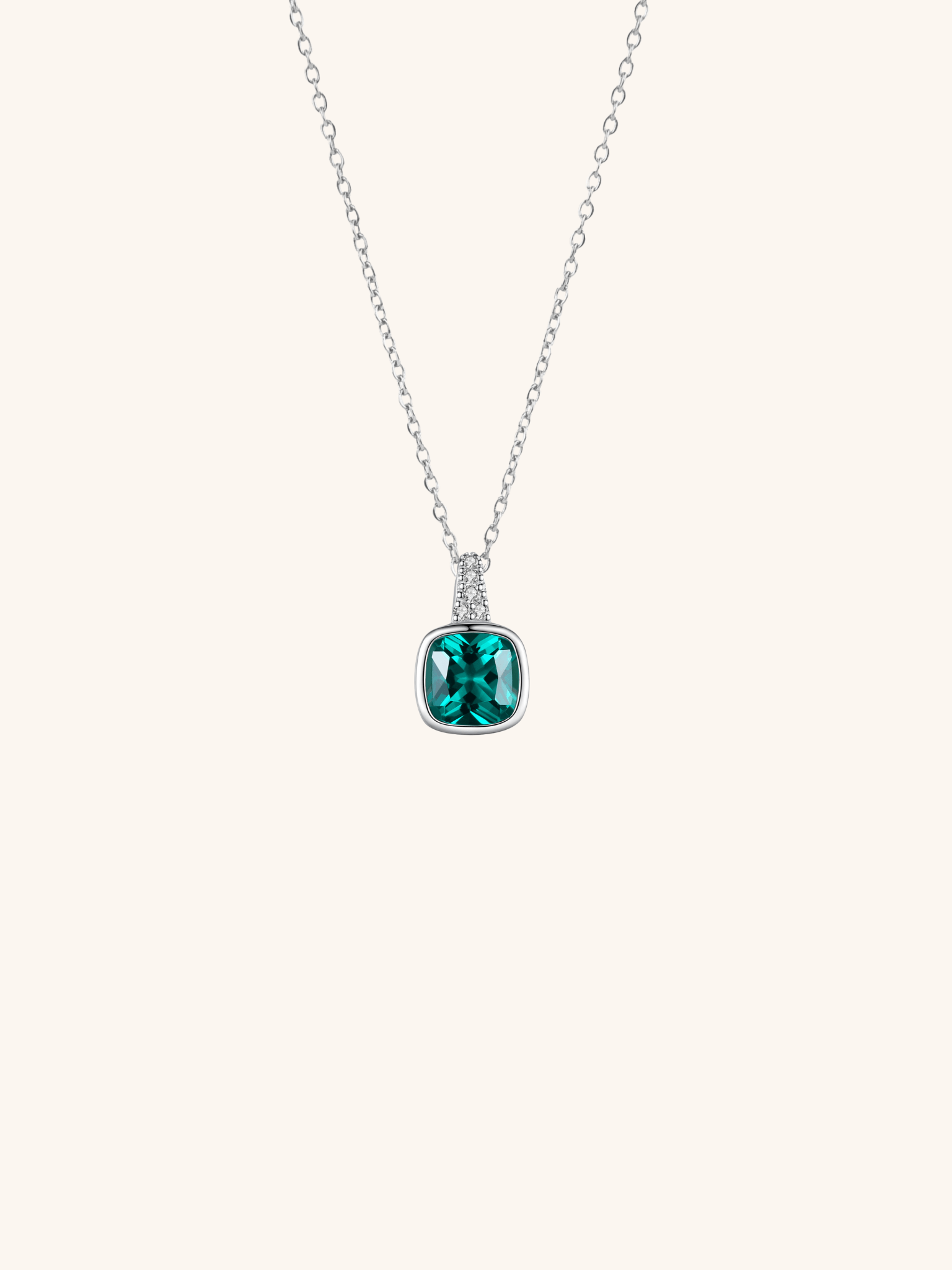 ROBBIE Emerald Diamond Sterling Silver Necklace - Minimalist Lab