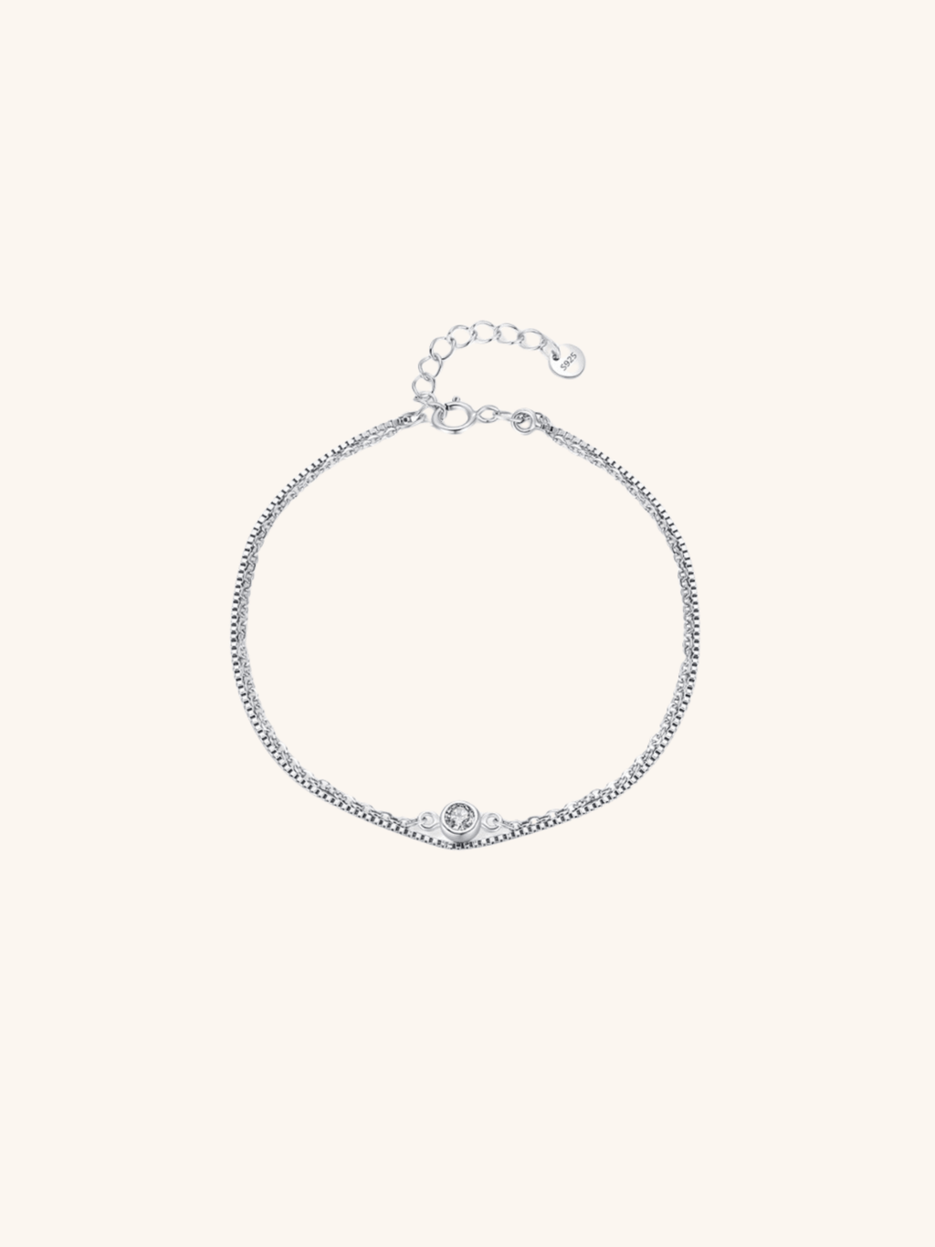 AVA Solitaire Layered Sterling Silver Bracelet - Minimalist Lab