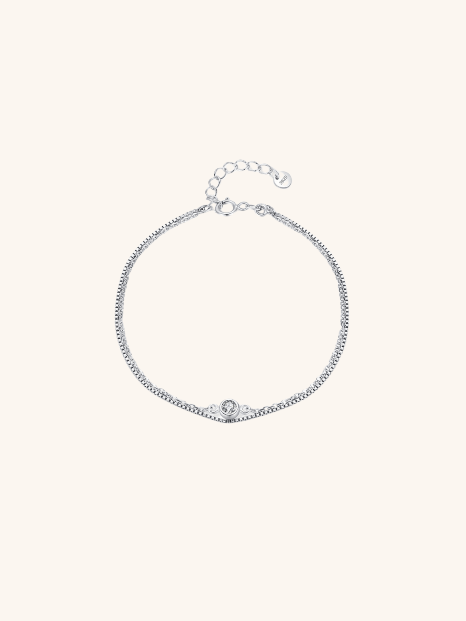AVA Solitaire Layered Sterling Silver Bracelet - Minimalist Lab