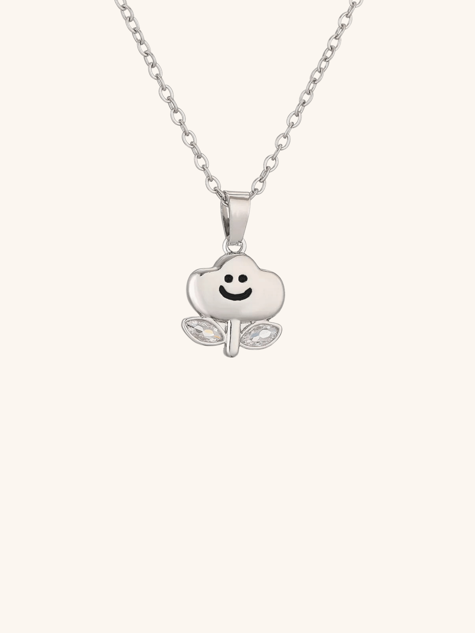 NOMI Smiley Flower Sterling Silver Necklace - Minimalist Lab